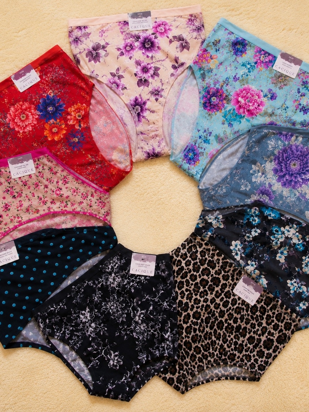 NWT Size 14-28, Multicolored Various Patterns/Styles Lux Panty Bundle-3 for $25